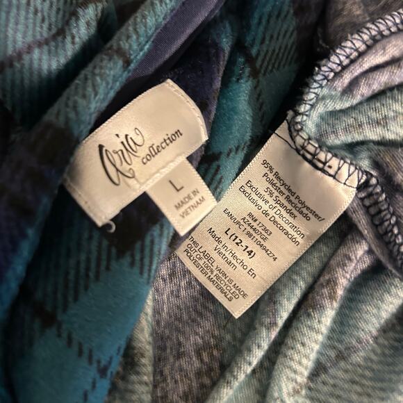 Aria Collection Plaid Women's SZ LG Knit Velour Long Sleeve Ballet Nightgown - Picture 7 of 7